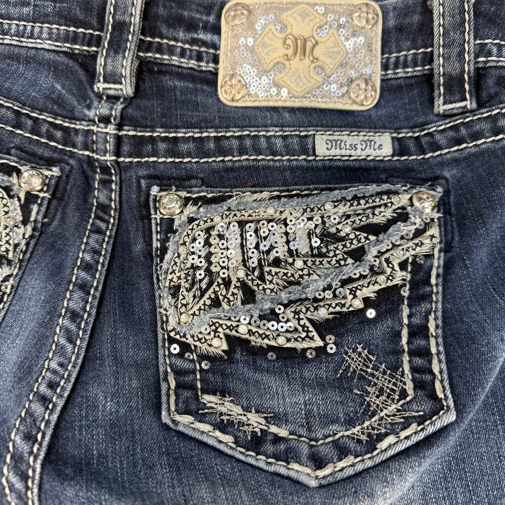 Miss Me Jeans Women's 27x35 (4) Standard Boot Angel Wings Embellished EUC - Picture 5 of 15